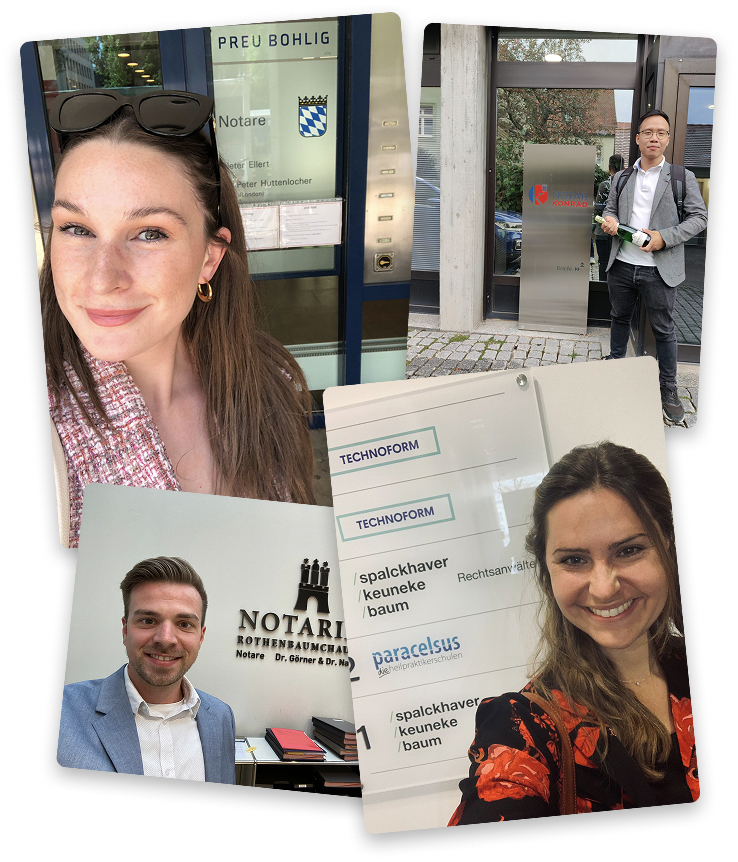 Teilnehmerinnen und Teilnehmer des Mrs. Property Mentorings vor Notariaten