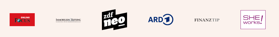 Focus Online, Immobilien Zeitung, ZDFneo, ARD, Finanztip, SHE works!
